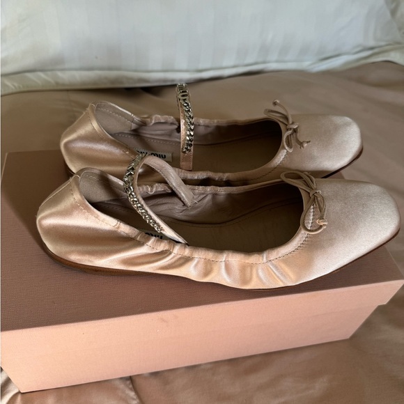Miu Miu Silk Ballet Flats with Silver chain Size:38 - Picture 8 of 11